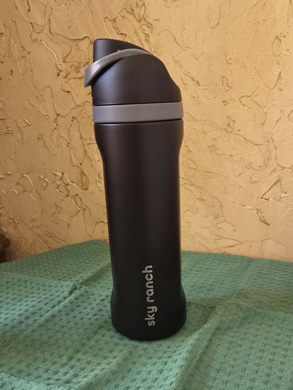 Sky Ranch Matte Black Stainless Water Bottle with Grey Accents
